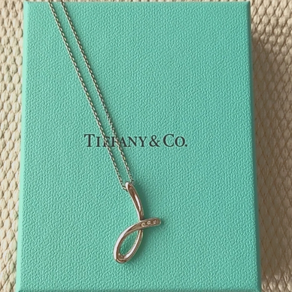 Tiffany & Co. Jewelry - Tiffany & Co. Alphabet Letter J Necklace with Diamonds Silver Elsa Peretti